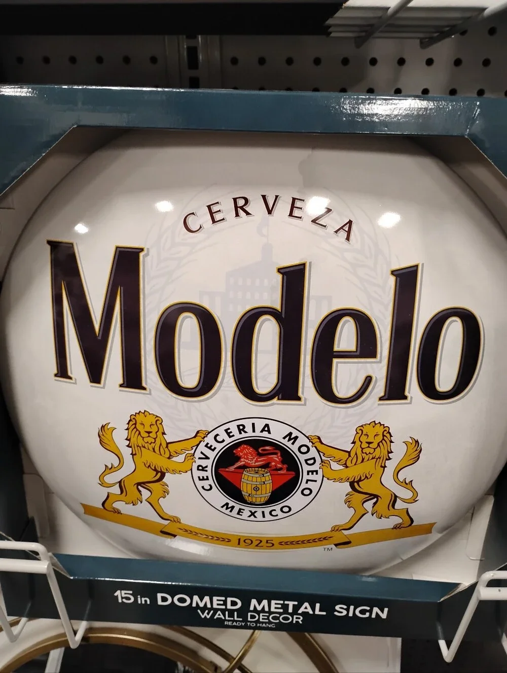 New ModelCo White, Gold and Black Domed Metal Wall Sign